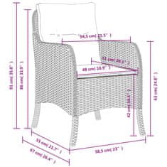 Vidaxl Záhradné stoličky s podložkami 2 ks čierne polyratan