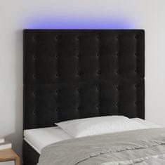 Vidaxl Čelo postele s LED čierne 90x5x118/128 cm zamat