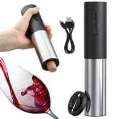 Verk  07088 Automatický elektrický otvárač na víno USB, striebornočierny