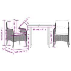 Vidaxl 3-dielna záhradná jedálenská súprava a vankúše béžová polyratan