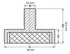 Horavia Magnetická západka na saunové dvere - chrómovaná, stredný magnet 16 mm