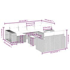 Petromila vidaXL 11-dielna záhradná sedacia súprava s podložkami polyratan sivá