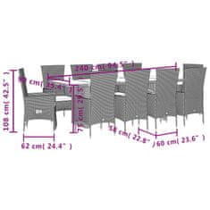 Vidaxl 7-dielna záhradná jedálenská súprava a vankúše béžová polyratan