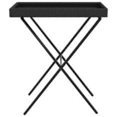 Vidaxl Skladací stolík s podnosom čierny 65x40x75 cm polyratan