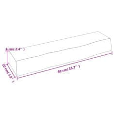 Vidaxl Nástenná polica bledohnedá 40x10x6 cm ošetrený dubový masív