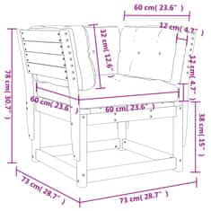 Vidaxl Záhradná pohovka s opierkami+podložky, impregnovaná borovica