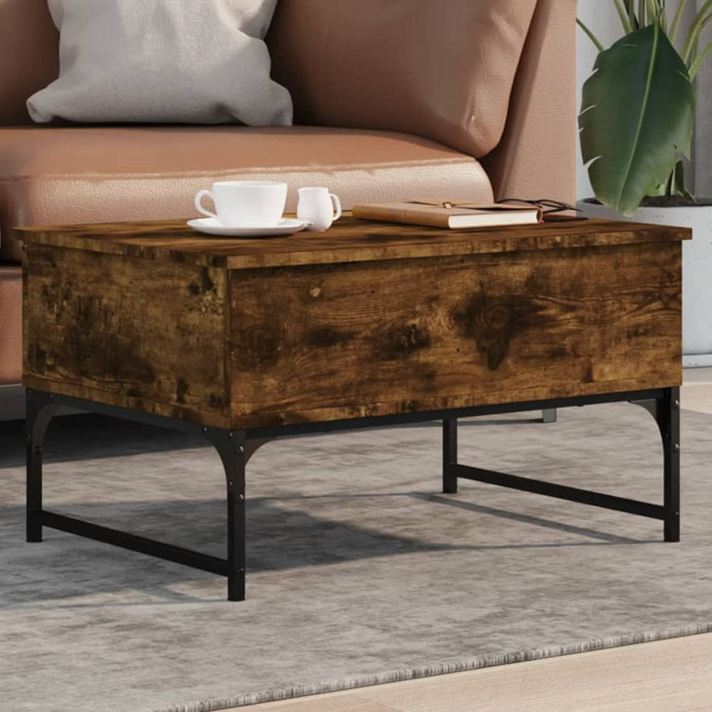 Petromila vidaXL Konferenčný stolík, tmavý dub 70x50x40 cm, kompozitné drevo+kov