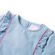 Vidaxl Detské šaty s volánmi jemné modré 116