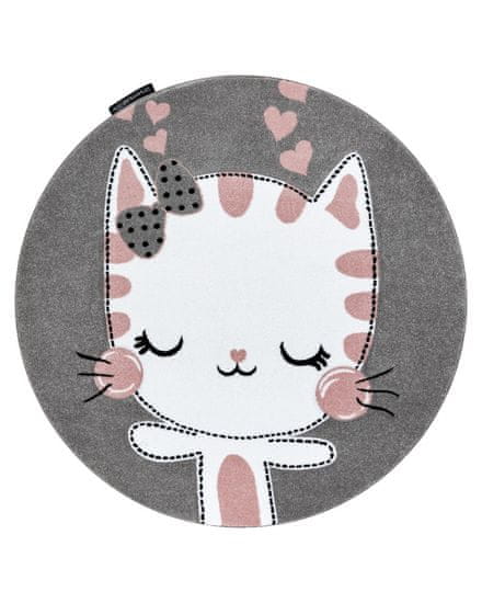 Dywany Łuszczów Detský kusový koberec Petit Kitty cat grey kruh