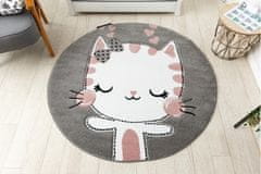 Dywany Łuszczów Detský kusový koberec Petit Kitty cat grey kruh 120x120 (priemer) kruh
