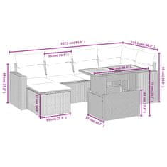 Vidaxl 7-dielna záhradná súprava pohoviek s vankúšmi čierna polyratan