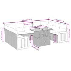 Vidaxl 10-dielna záhradná sedacia súprava s vankúšmi polyratan čierna