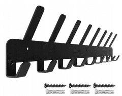 ISO 18332 Nástenný vešiak, 17 háčikov - čierny
