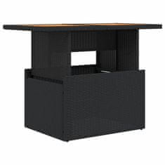 Petromila vidaXL Záhradný stôl čierny 100x55x73 cm polyratan a akáciové drevo