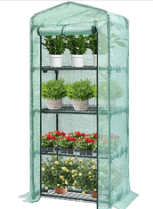 Zelený 4-poschodový záhradný plastový skleník 70x50x160 cm