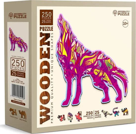 Wooden city Drevené puzzle Vyjúci vlk 250 dielikov EKO