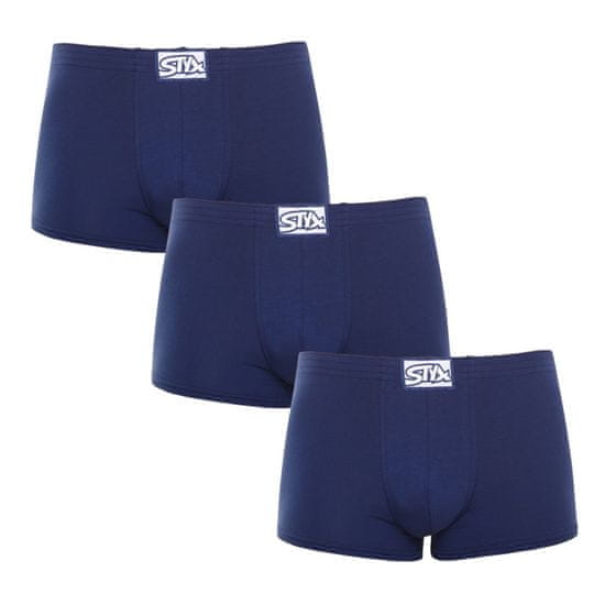 Styx 3PACK pánske boxerky klasická guma tmavo modré (3Q0968)