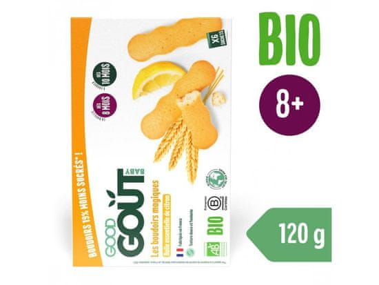 Good Gout BIO Piškóty s esenciálnym citrónovým olejom (120 g), 8m+