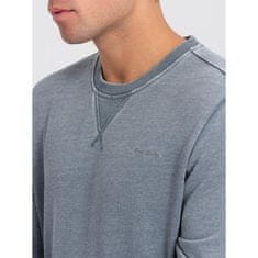 OMBRE Prateľný pánsky sveter s ozdobným prešívaním V3 OM-SSDS-0131 svetlomodrý MDN124160 XXL
