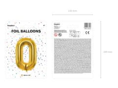 PartyDeco Fóliový balón Číslo 0 zlatý 86cm