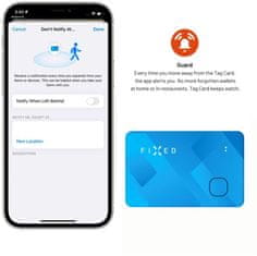 FIXED Smart tracker Tag Card s podporou Find My, bezdrátové nabíjení, modrá