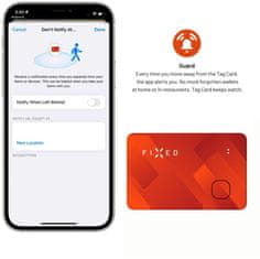 FIXED Smart tracker Tag Card s podporou Find My, bezdrátové nabíjení, červená