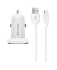 Borofone Rýchlonabíjačka do auta BZ12A 18W vrátane USB-C dátového kábla biela 75578