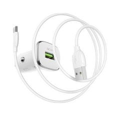 Borofone Rýchlonabíjačka do auta BZ12A 18W vrátane USB-C dátového kábla biela 75578