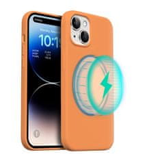 Nuvo Silikónový obal s MagSafe NUVO na Apple iPhone 15 oranžový