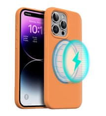 Nuvo Silikónový obal s MagSafe NUVO na Apple iPhone 15 Pro oranžový