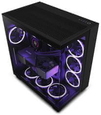 NZXT skriňa H9 Flow dvojkomorová ATX / 4x120mm fan / až 10xfan / perforovaný top / preskl. bočnice, front / čierna