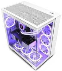 NZXT skriňa H9 Flow dvojkomorová ATX / 4x120mm fan / až 10xfan / perforovaný top / preskl. bočnice, front / biela