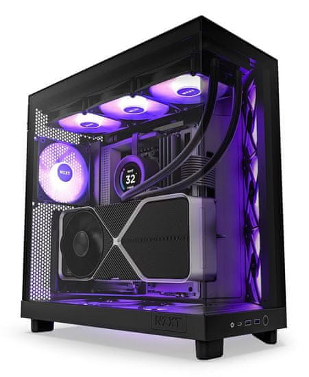 NZXT skriňa H6 Flow RGB dvojkomorová / MidT / 3x120mm RGB fan / 2xUSB 3.2 / USB-C / presklená / čierna