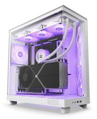 NZXT skriňa H6 Flow RGB dvojkomorová / MidT / 3x120mm RGB fan / 2xUSB 3.2 / USB-C / presklená / biela