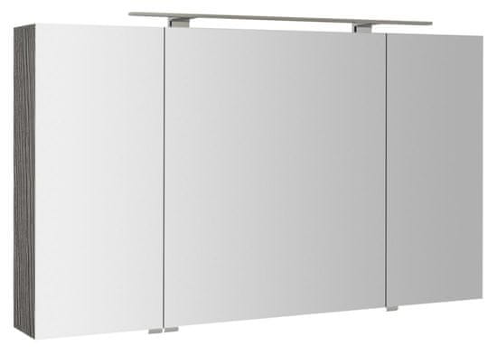 SAPHO MIRRÓ galerka s LED osvetlením, 3x dvierka, 120x70x16cm, dub strieborný MC121-0011 - Sapho