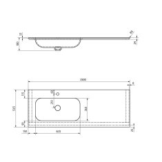 SAPHO ARUBA umývadlo vľavo, 150x51,5 cm, Rockstone biela mat AR150-B1L - Sapho