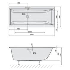 POLYSAN CLEO SLIM obdĺžniková vaňa 180x80x48cm, biela 95611S - Polysan