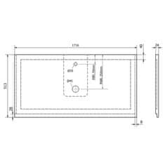 SAPHO TREOS pracovná doska 1716x513 mm, rockstone, biela mat TX172-0101 - Sapho