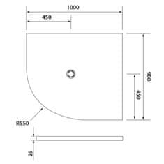 SAPHO FLEXIA vanička z liateho mramoru štvrťkruh, s možnosťou úpravy rozmeru, 100x90x3cm, R550, pravá - Sapho