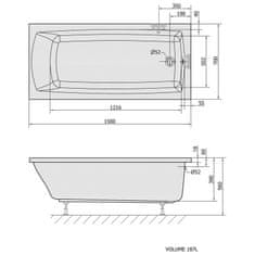 POLYSAN LILY SLIM obdĺžniková vaňa 150x70x39cm, biela 72273S - Polysan