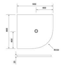 SAPHO FLEXIA vanička z liateho mramoru štvrťkruh, s možnosťou úpravy rozmeru, 90x80x3cm, R550, ľavá - Sapho