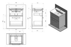 SAPHO THEIA umývadlová skrinka 56,4x70x43,5cm, 2xzásuvka, borovica rustik (TH066) TH060-1616 - Sapho