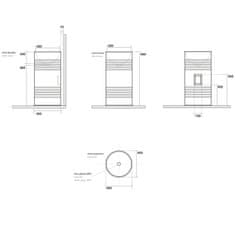 KERASAN BARREL keramické umývadlo na postavenie k stene 42x90x42cm, bez prepadu, čierna mat 474331 - Kerasan