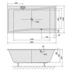 POLYSAN QUEST SLIM obdĺžniková vaňa 180x100x49cm, biela 78511S - Polysan