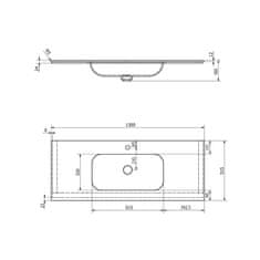 SAPHO ARUBA umývadlo uprostred, 130x51,5 cm, Rockstone biela mat AR130-B1M - Sapho