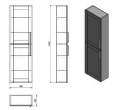 SAPHO AMIA skrinka vysoká 40x140x20cm, ľavá / pravá, dub Collingwood (AM031LP) AM030-1919 - Sapho