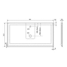 SAPHO TREOS pracovná doska 966x513 mm, rockstone, biela mat TX097-0101 - Sapho