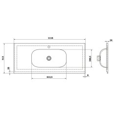 SAPHO TREOS umývadlo 111,6x51,3 cm, rockstone, biela mat TS112-0101 - Sapho