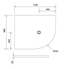 SAPHO FLEXIA vanička z liateho mramoru štvrťkruh, s možnosťou úpravy rozmeru, 110x80x3cm, R550, ľavá - Sapho