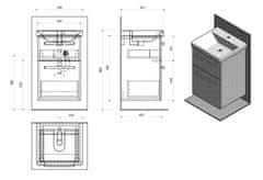SAPHO THEIA umývadlová skrinka 46,4x70x43,5cm, 2xzásuvka, borovica rustik (TH056) TH050-1616 - Sapho